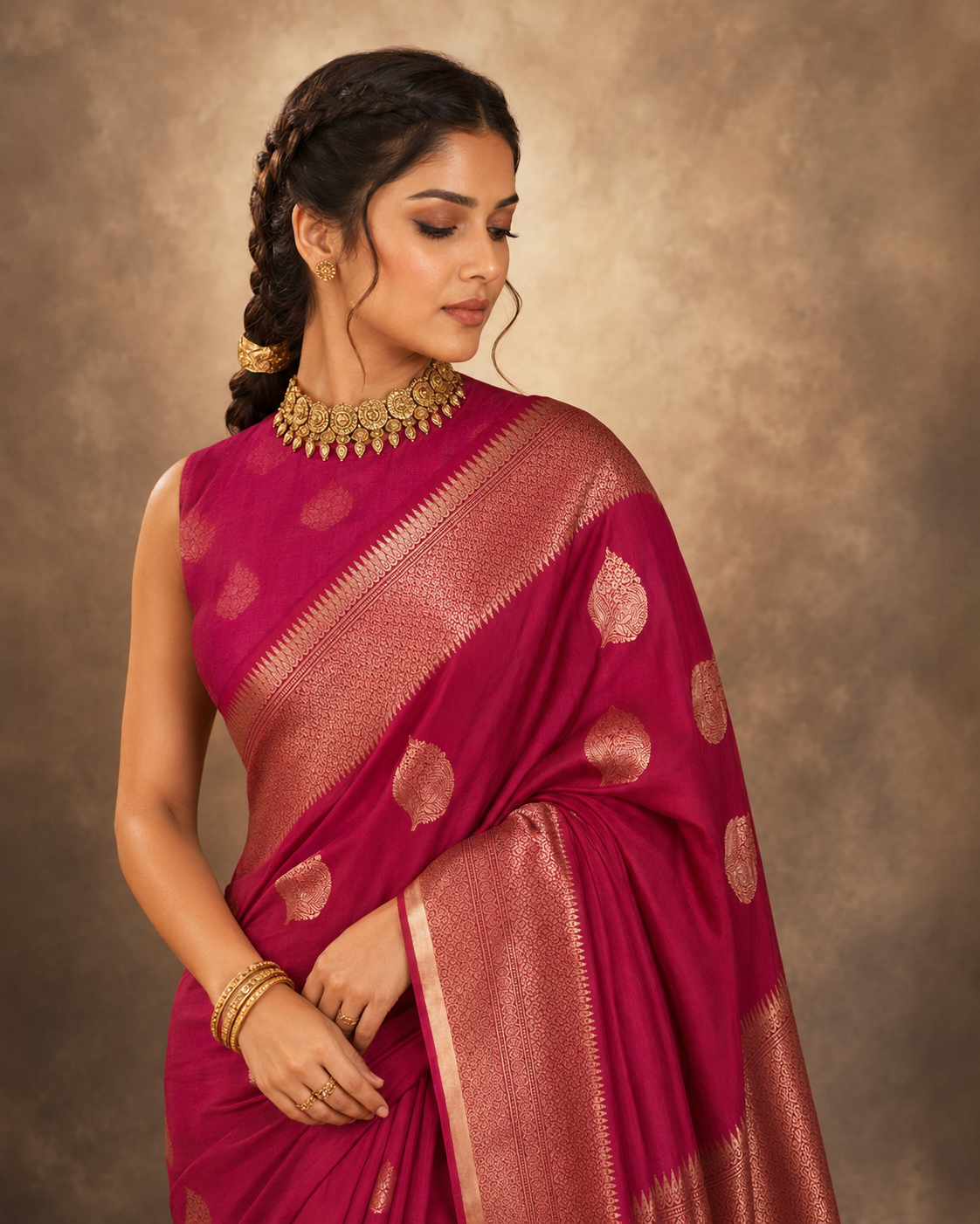 Boysenberry - Pure Soft Mashru Silk Banarasi Saree