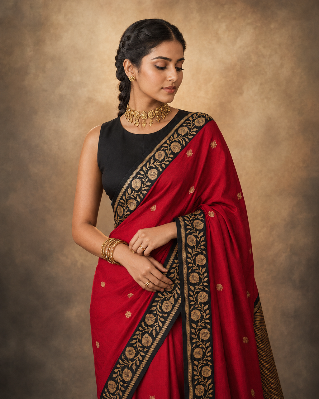 Black Contrast with maroon border - Pure Katan Georgette Banarasi Saree