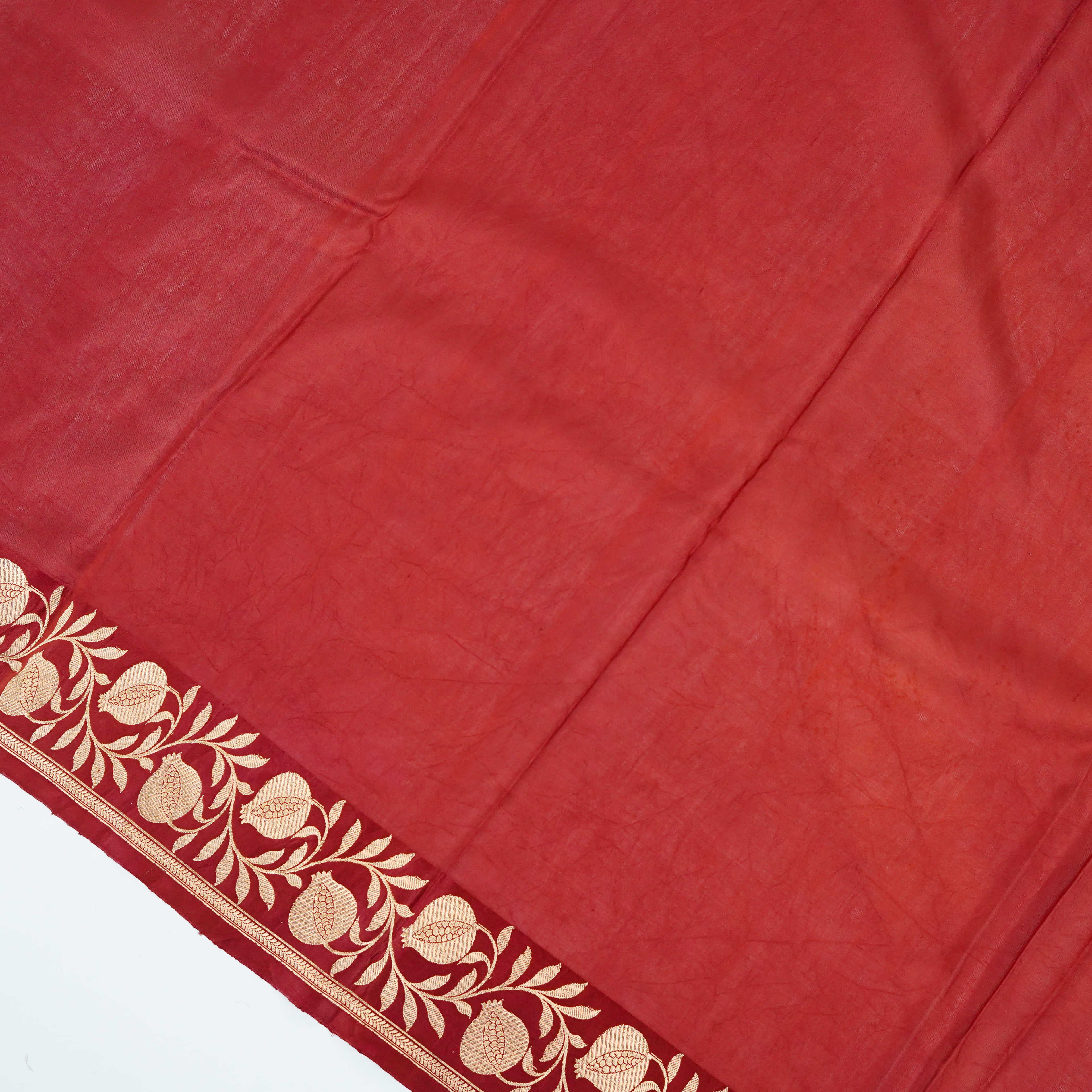 Dark Maroon - Pure Katan Georgette Banarasi Saree with Satin Border