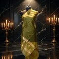Lemon Yellow - Pure Organza Banarasi Dupatta with small Booti design