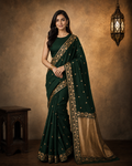 Deep Green  - Pure Raw Mango Banarasi Saree