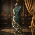 Emerald Deep Green - Pure Organza Banarasi Dupatta with small Booti design
