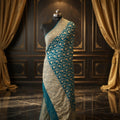 Cerulean Blue - Pure Georgette Banarasi Dupatta with Floral Jaal Pattern