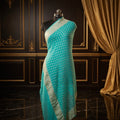 Cyan Green - Pure Georgette Banarasi Dupatta with Floral Booti Pattern