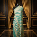 Aqua Light Green - Pure Georgette Banarasi Dupatta with Floral Ara Lining Pattern