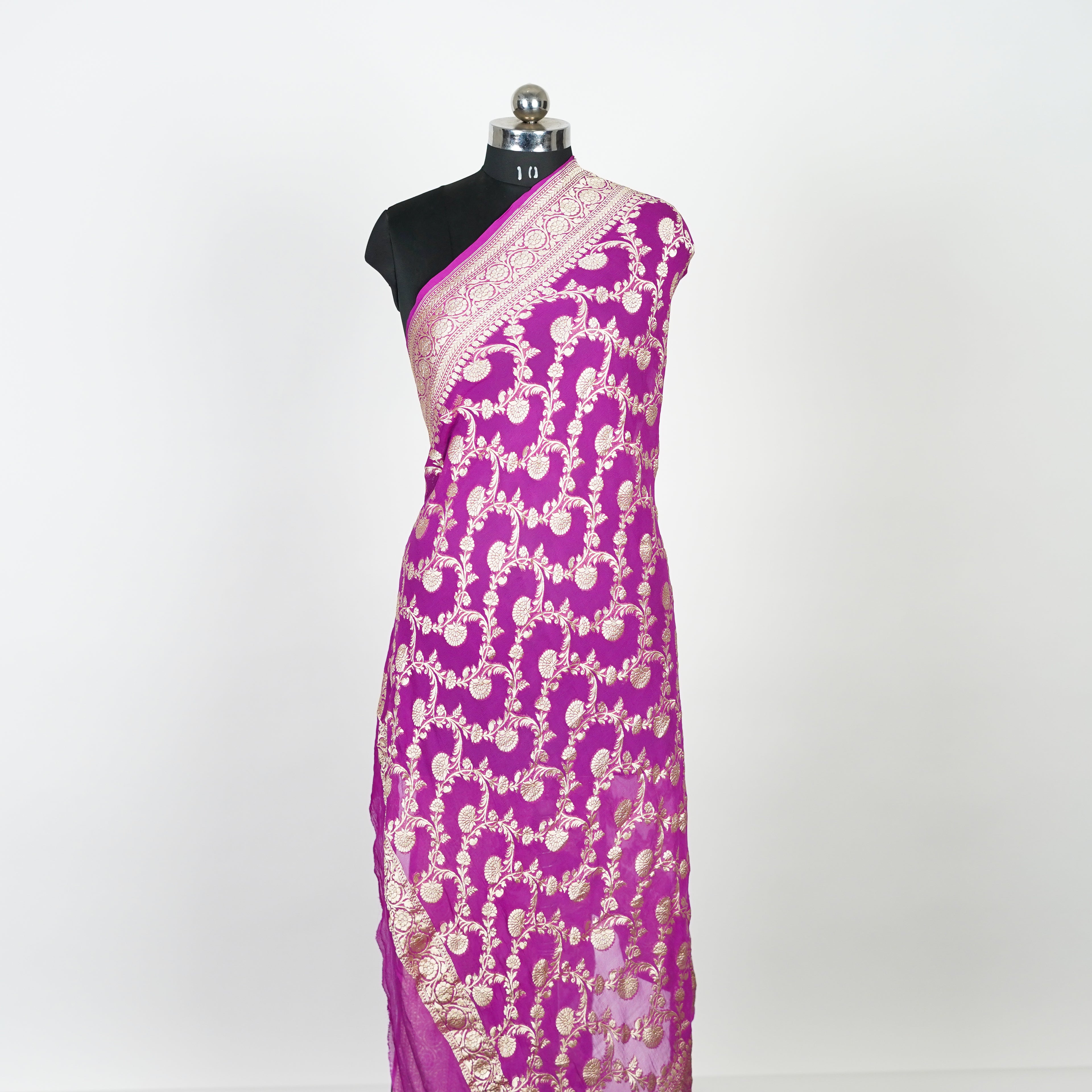 Byzantine Pink - Pure Georgette Banarasi Dupatta with Floral Jaal Pattern