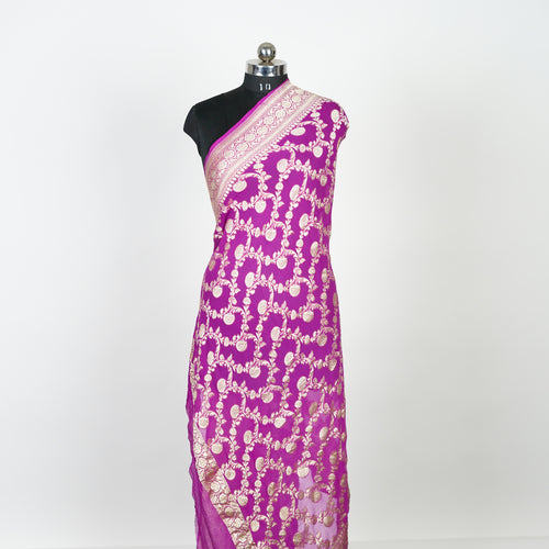 Byzantine Pink - Pure Georgette Banarasi Dupatta with Floral Jaal Pattern