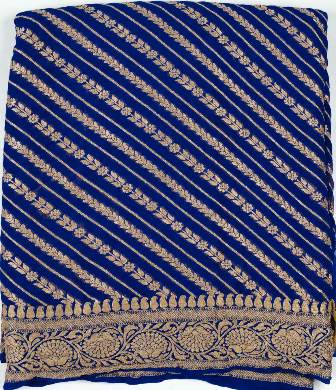 Magnetic Blue - Pure Khaddi Chiffon Georgette Silk Banarasi Saree
