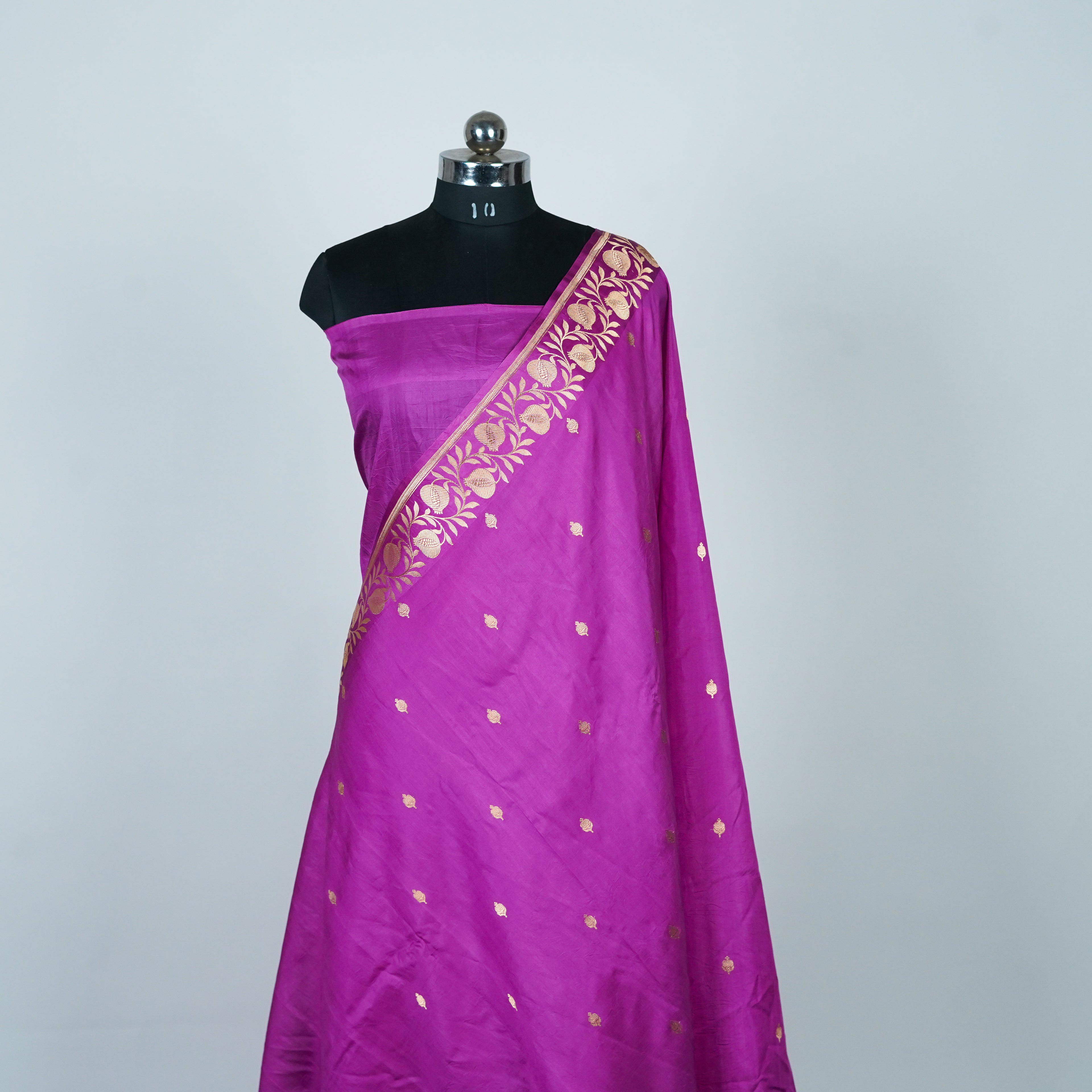 Magenta - Pure Katan Georgette Banarasi Saree with Satin Border