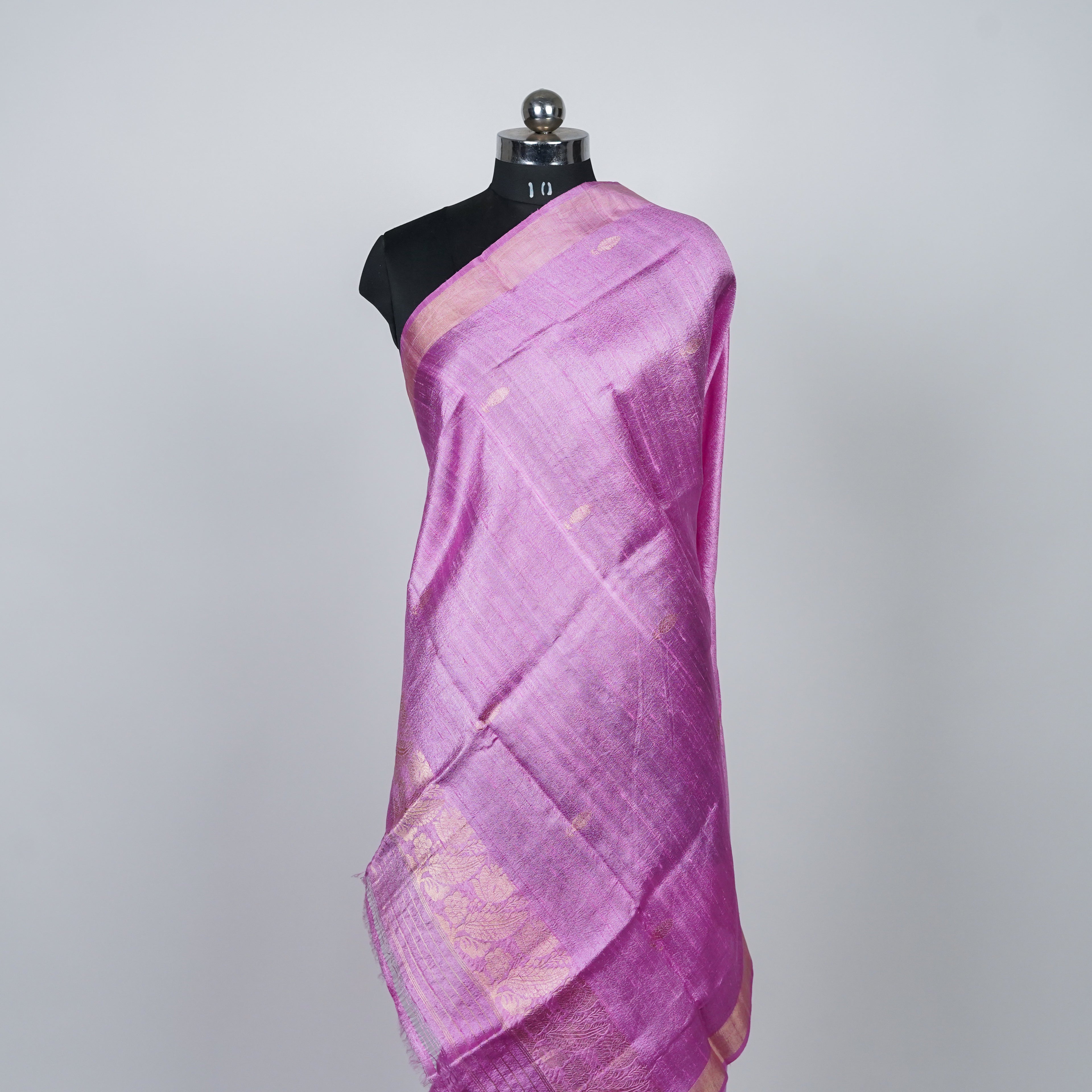 Pink - Pure soft Matka Silk Banarasi Dupatta with golden Booti design