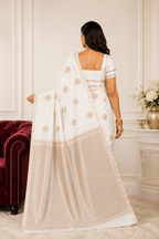 Off White - Pure Soft Mashru Silk Banarasi Saree