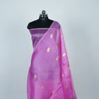 Baby Pink - Pure Organza Banarasi Saree with Alfi Booti