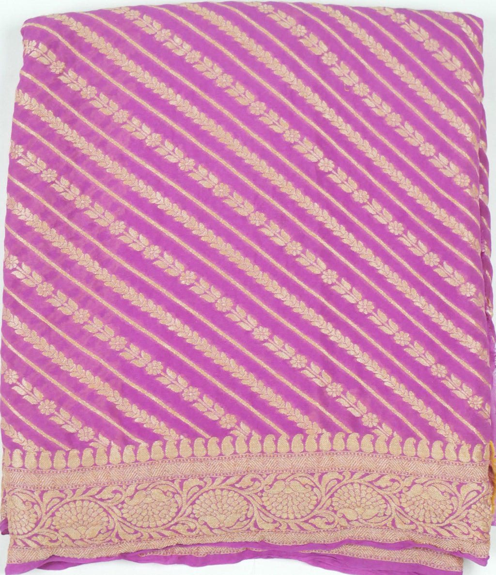 Lavender - Pure Khaddi Chiffon Georgette Silk Banarasi Saree