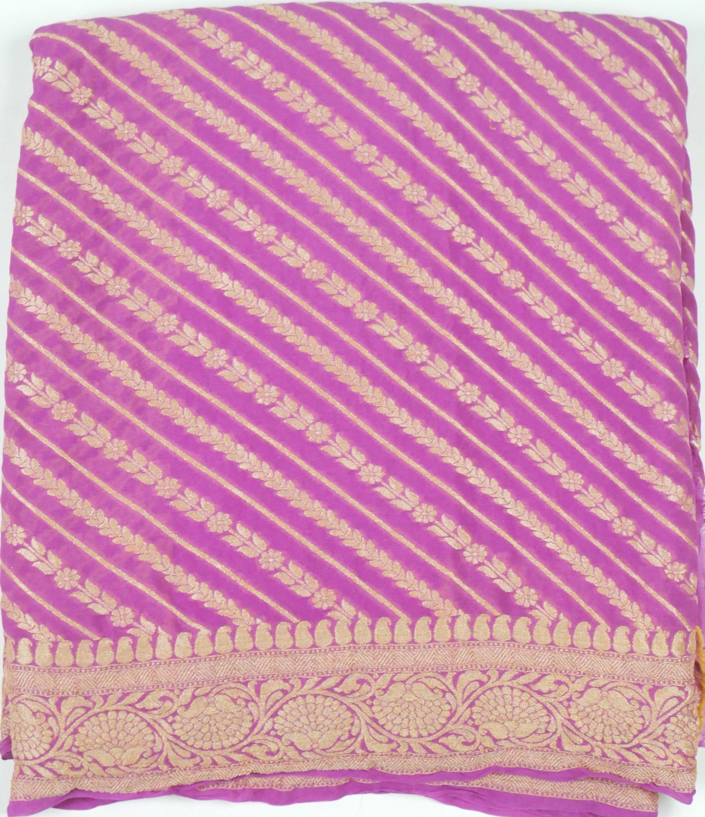 Lavender - Pure Khaddi Chiffon Georgette Silk Banarasi Saree