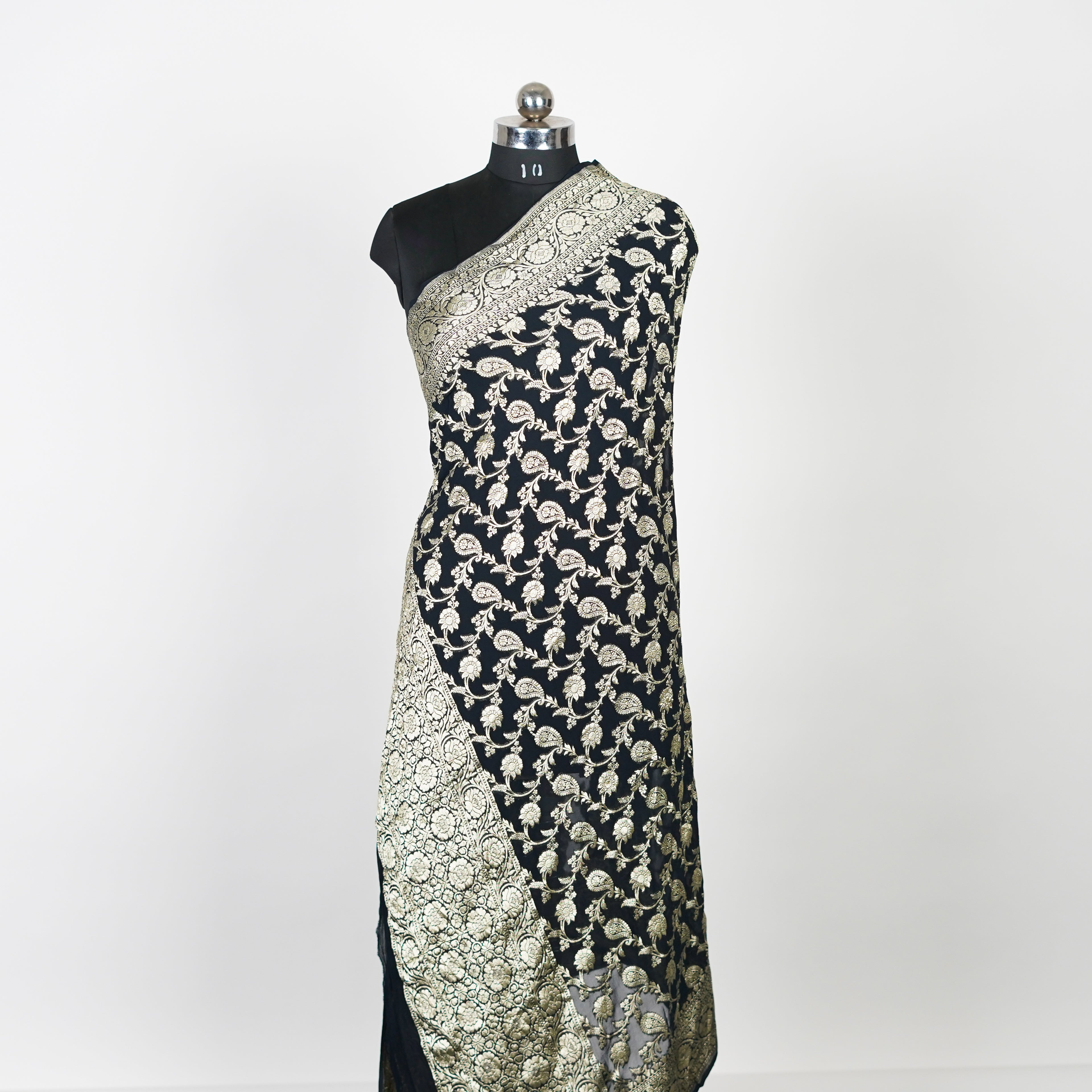 Z Black - Pure Georgette Banarasi Dupatta with Floral Jaal Pattern