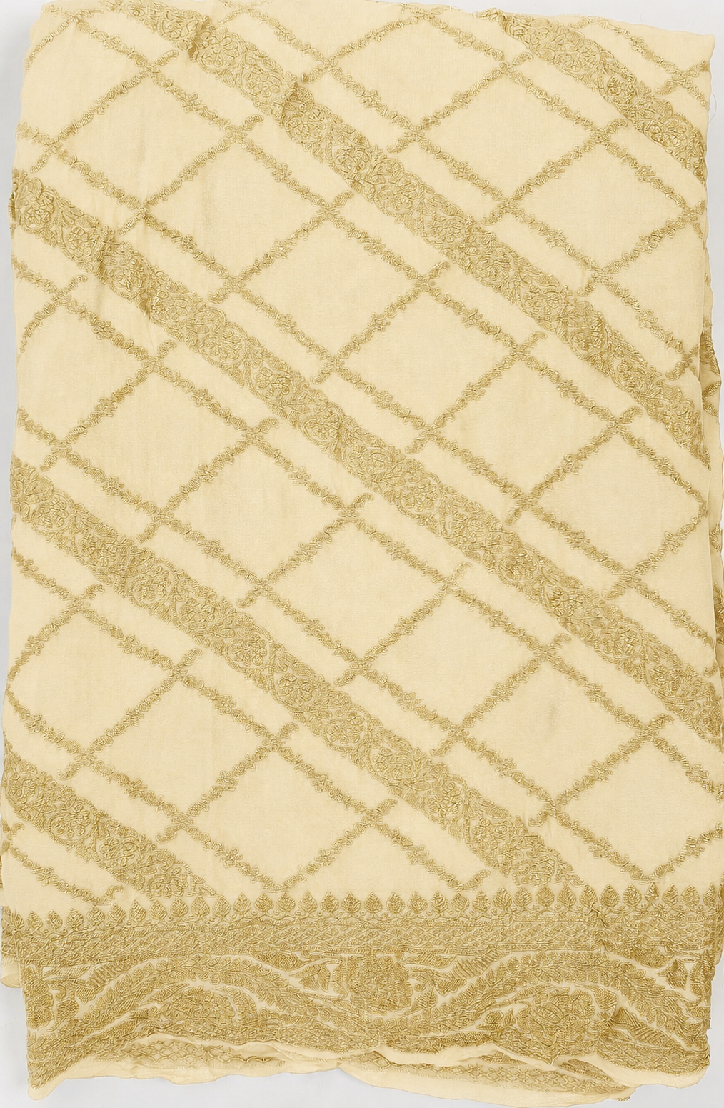 Ivory - Pure Khaddi Chiffon Georgette Silk Banarasi Saree