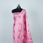 Baby Pink - Pure Matka Silk Banarasi Saree with neem zari Boota intricated with red and pink meena