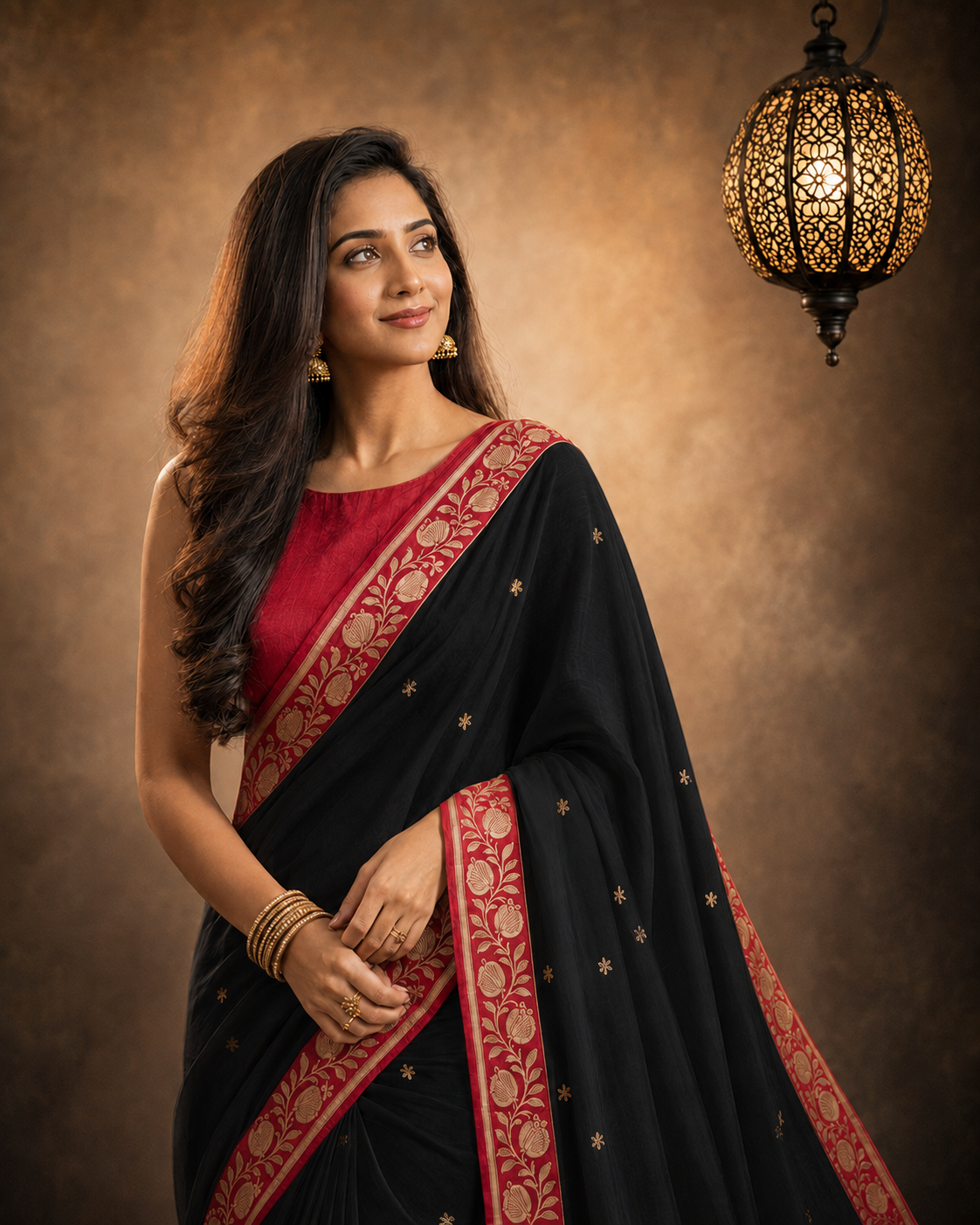 Black contrast with Red  - Pure Raw Mango Banarasi Saree