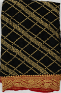 Black contrast with Classic Red - Pure Khaddi Chiffon Georgette Silk Banarasi Saree (Copy)