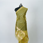 Lemon Yellow - Pure Organza Banarasi Dupatta with small Booti design