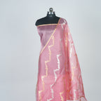 Baby Pink - Pure Organza Banarasi Saree with Banarasi Half Laheria in gold and silver