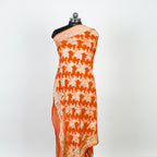 Bright Orange - Pure Georgette Banarasi Dupatta with Floral Jaal Pattern