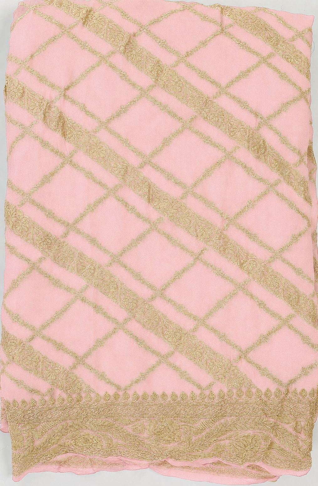 Baby Pink - Pure Khaddi Chiffon Georgette Silk Banarasi Saree