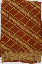 Rust - Pure Khaddi Chiffon Georgette Silk Banarasi Saree
