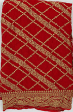 Classic Red - Pure Khaddi Chiffon Georgette Silk Banarasi Saree