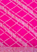 Rani Pink - Pure Khaddi Chiffon Georgette Silk Banarasi Saree