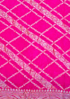 Rani Pink - Pure Khaddi Chiffon Georgette Silk Banarasi Saree