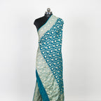 Cerulean Blue - Pure Georgette Banarasi Dupatta with Floral Jaal Pattern