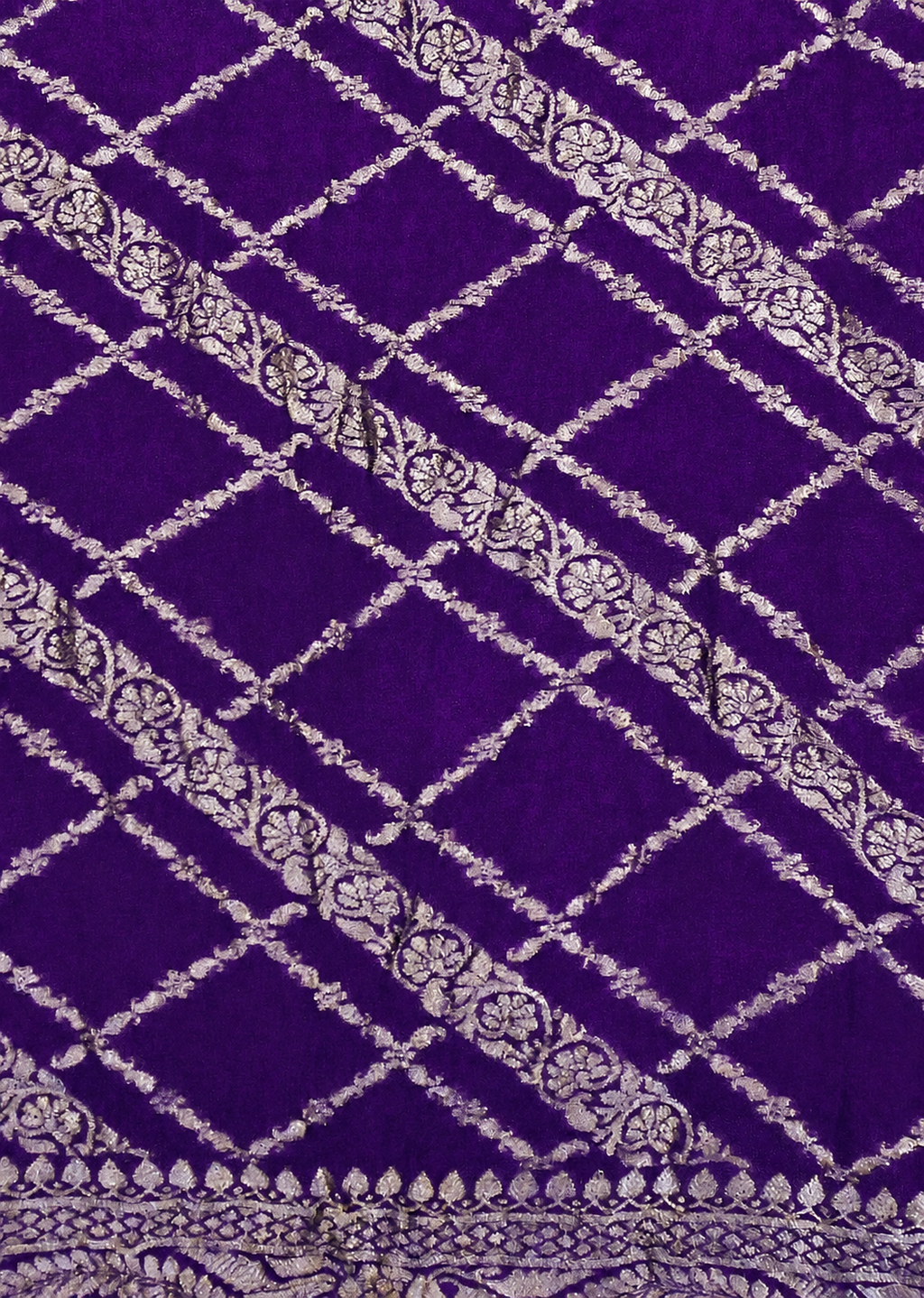 Purple - Pure Khaddi Chiffon Georgette Silk Banarasi Saree