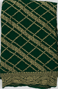 Bottle Green - Pure Khaddi Chiffon Georgette Silk Banarasi Saree