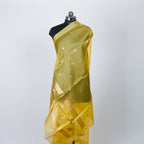 Light Yellow - Organza Banarasi Dupatta with small Booti design