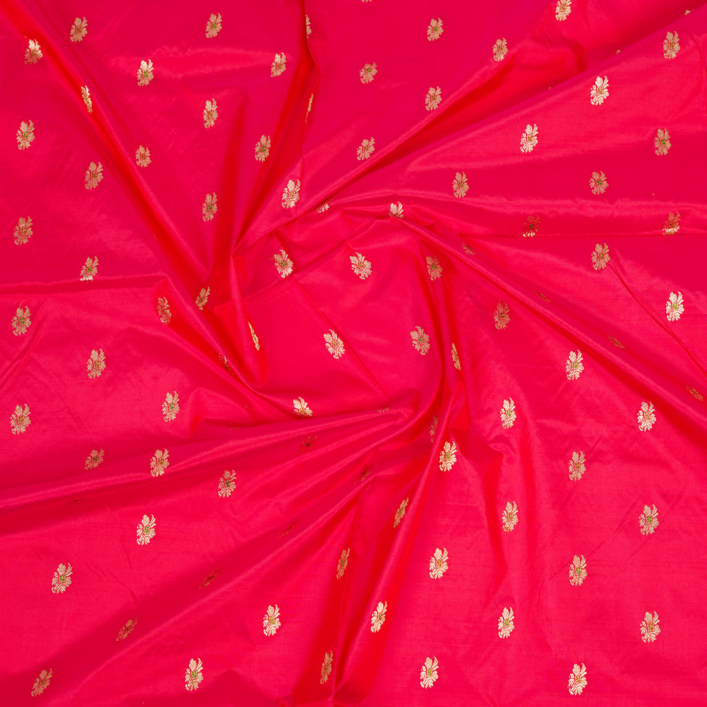 Red contrast with Blue - Pure Soft premium Katan Silk Banarasi Saree with Alfi small Booti and contrast Satin Border
