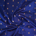Navy Blue Contrast with lavender border - Pure Banarasi silk Saree with small golden booti