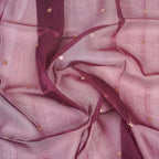 Wine - Pure soft Organza Silk Banarasi Dupatta with golden Booti design