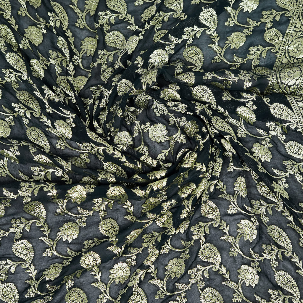 Z Black - Pure Georgette Banarasi Dupatta with Floral Jaal Pattern