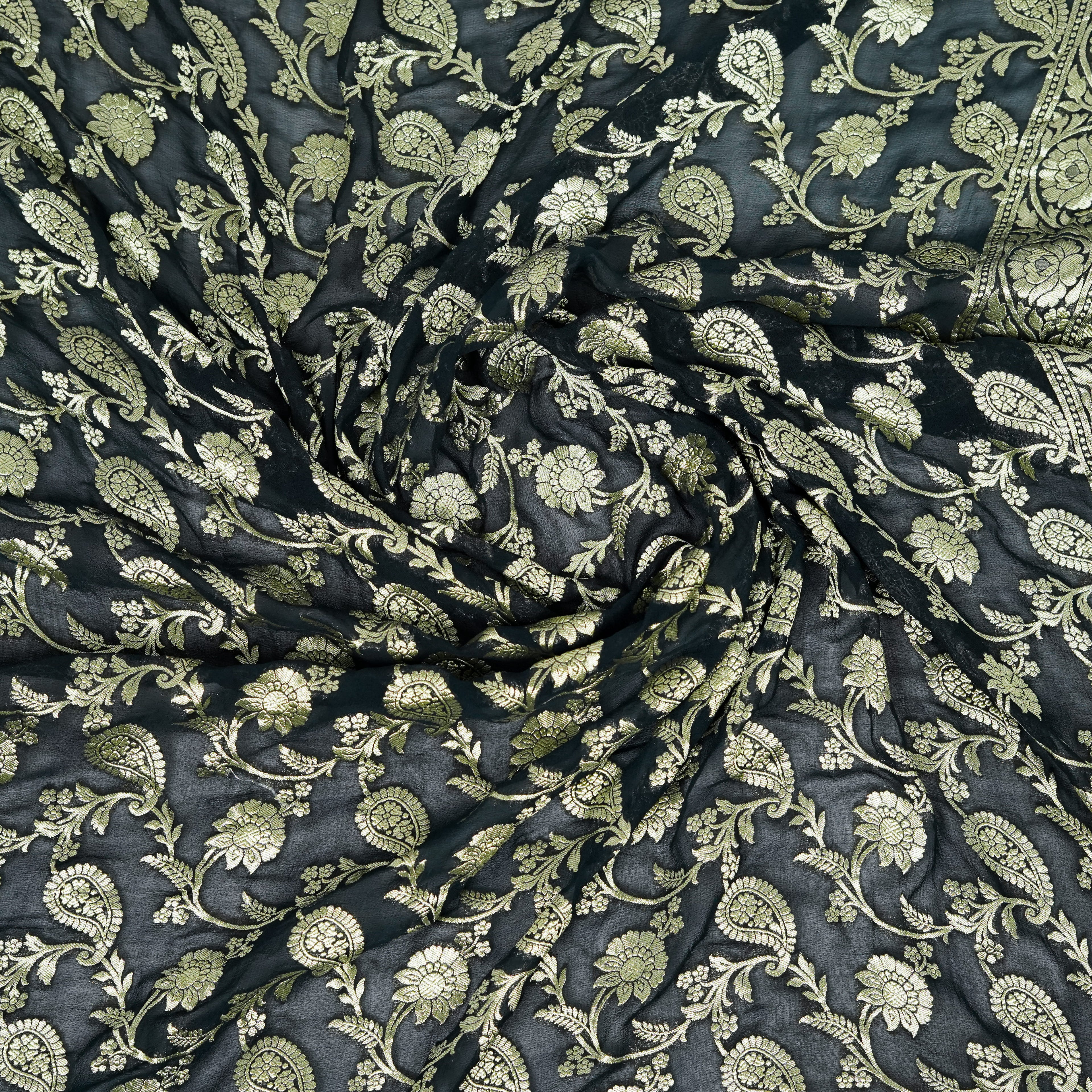 Z Black - Pure Georgette Banarasi Dupatta with Floral Jaal Pattern