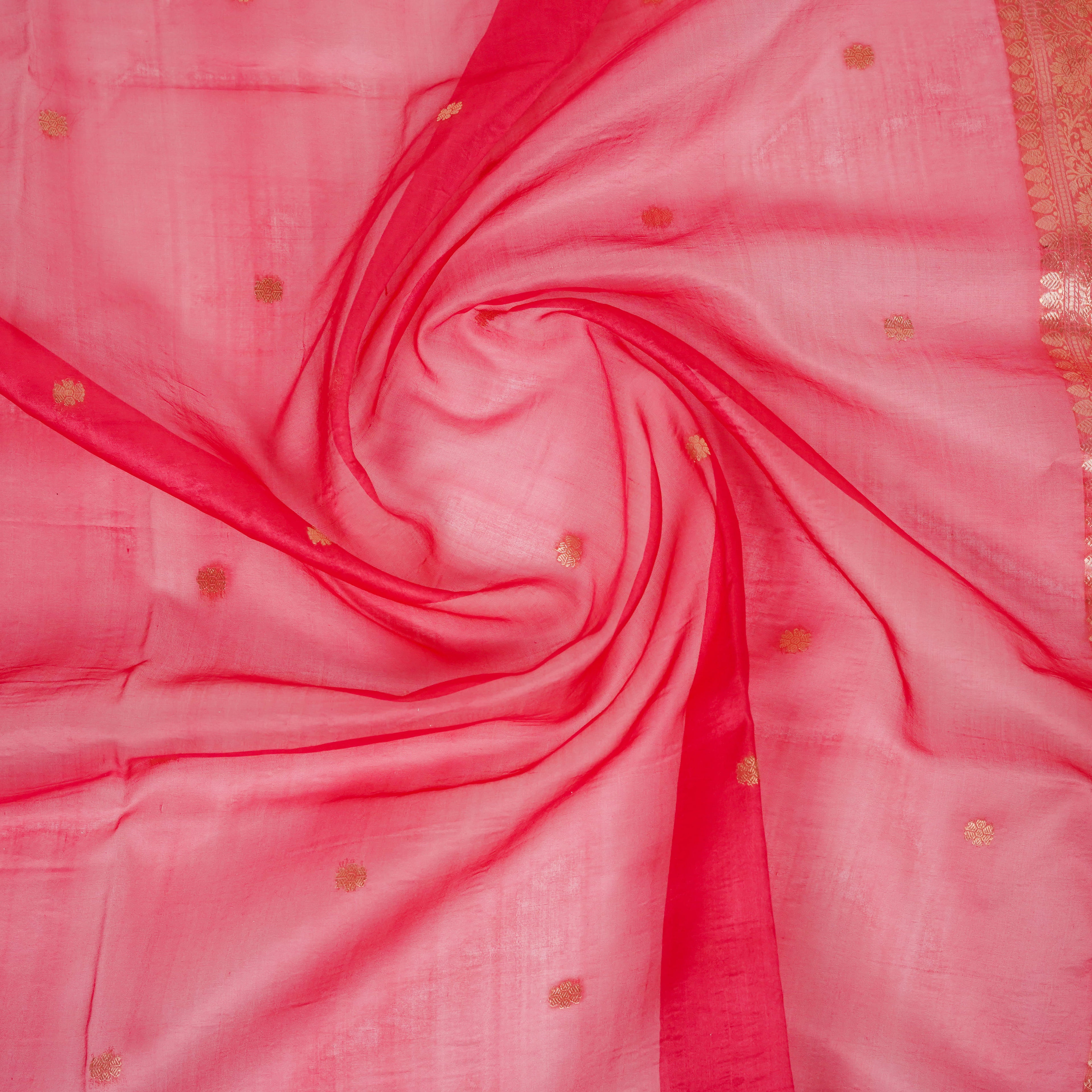 Cherry Pink - Pure Organza Banarasi Dupatta with small Booti design