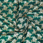 Bottle Green - Pure Katan Silk Banarasi Saree with water zari and multi color Jaal