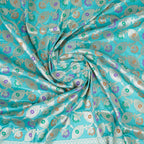 Aqua Green - Pure Katan Silk Banarasi Saree with water zari and multi color Jaal
