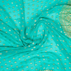 Cyan Green - Pure Georgette Banarasi Dupatta with Floral Booti Pattern