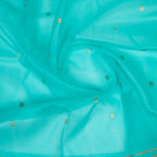 Turqouise Green - Pure Organza Banarasi Dupatta with small Booti design
