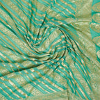 Aqua Light Green - Pure Georgette Banarasi Dupatta with Floral Ara Lining Pattern