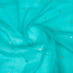 Aqua Teal Green - Pure Organza Banarasi Dupatta with small Booti designa