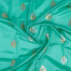 Sea Green - Pure Raw Mango Banarasi Saree with Silver Zari and Skirt Border Design