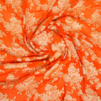 Bright Orange - Pure Georgette Banarasi Dupatta with Floral Jaal Pattern