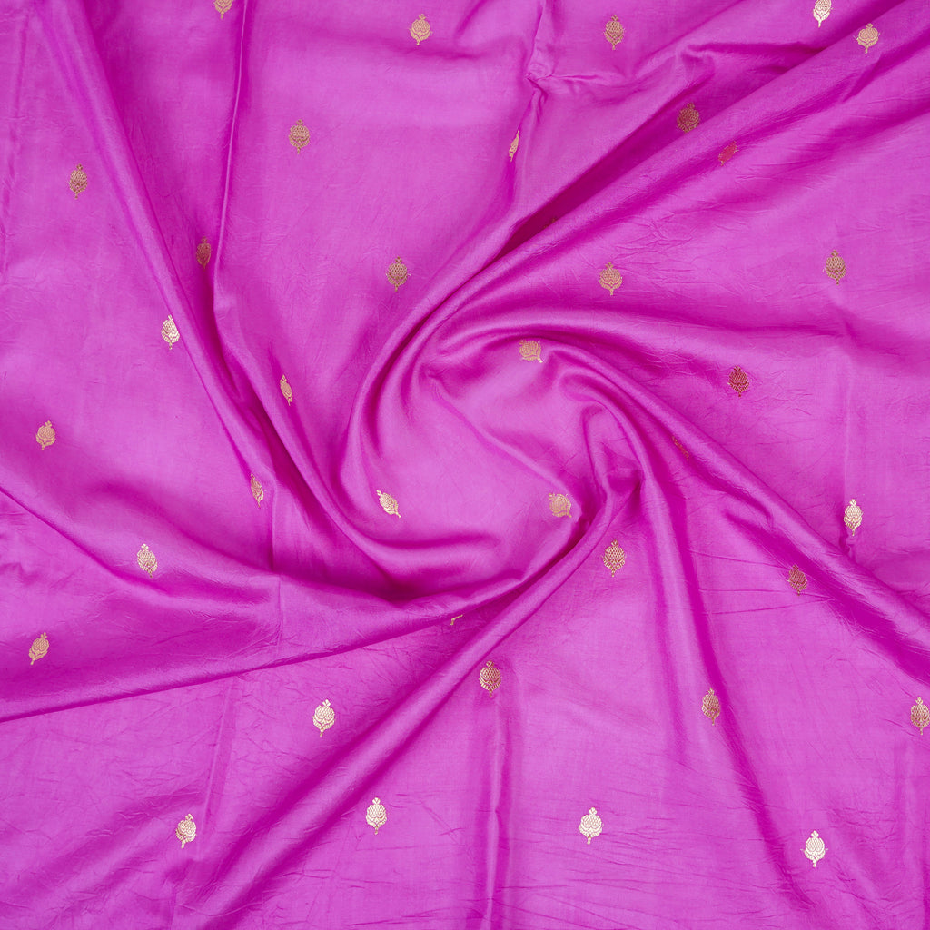 Magenta - Pure Katan Georgette Banarasi Saree with Satin Border